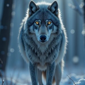 4K 실사풍 은빛 늑대 배경화면 - 달빛 숲, 섬네일용