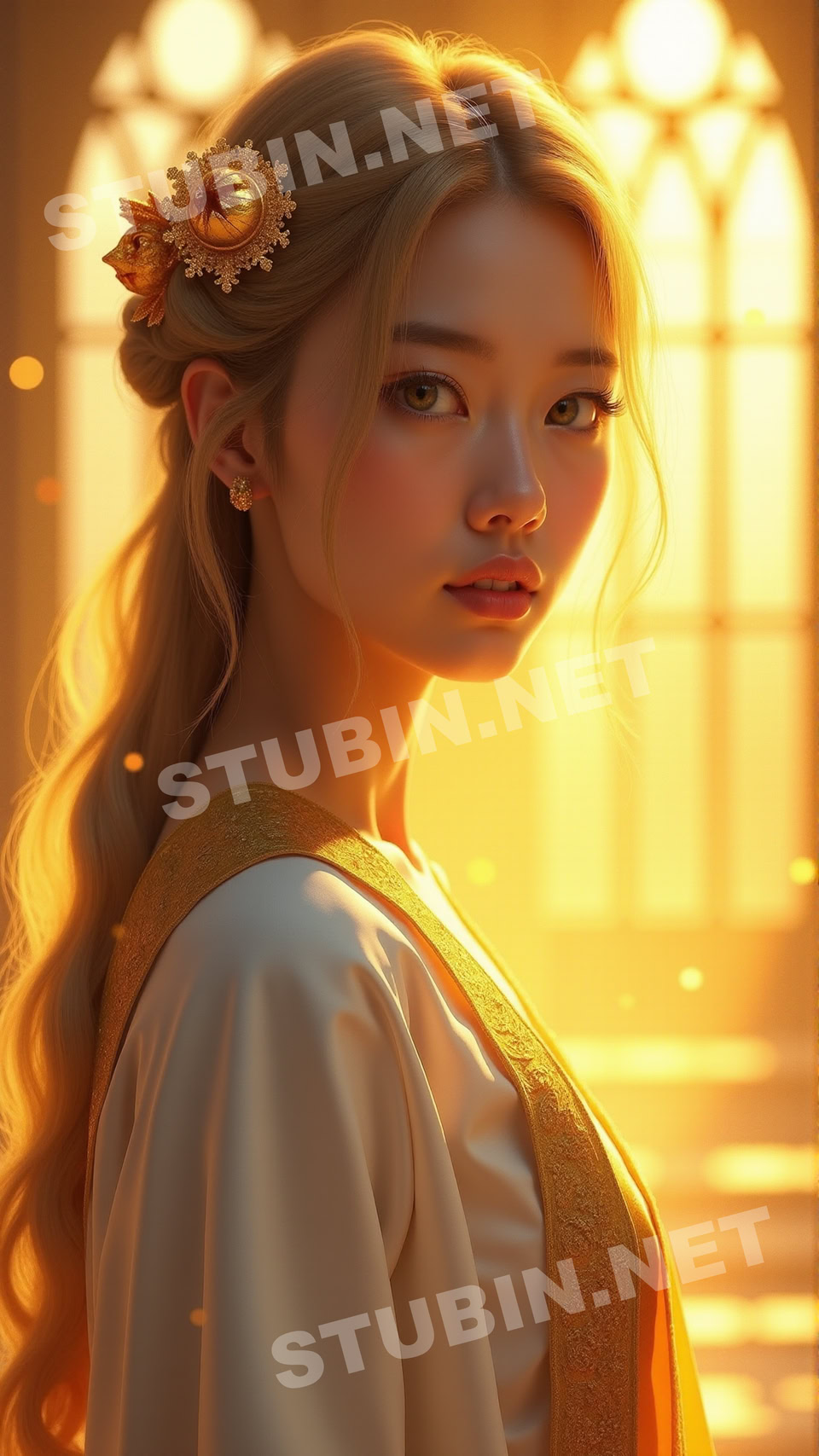 황금빛 태양의 사제 - 시선을 멈추는 실사풍 디지털 아트 - 이미지 3