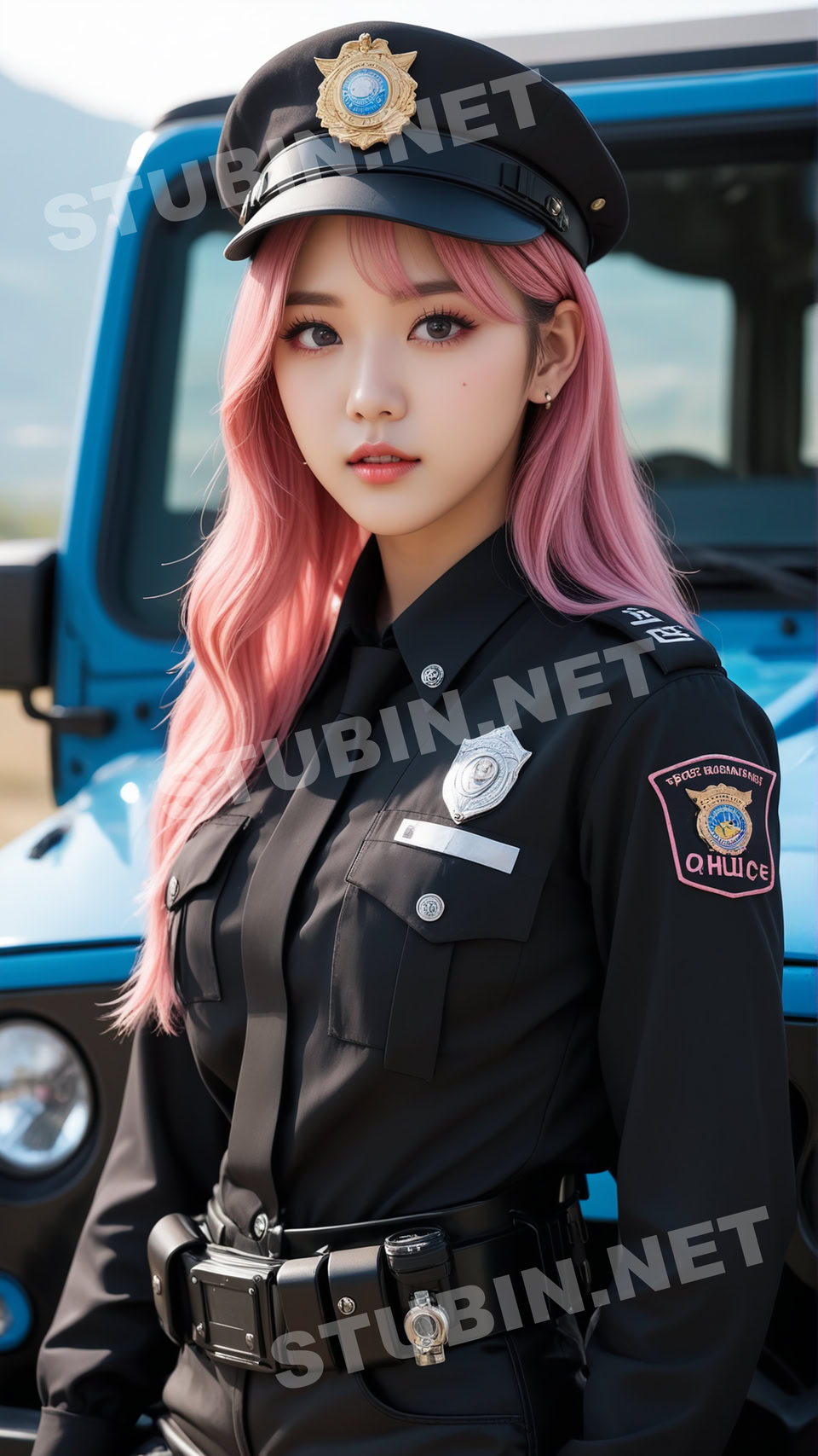 산과 강, 지프차, 순찰견, 그리고 코스프레 소녀 - 실사풍 어드벤처 디지털 아트 - 이미지 8