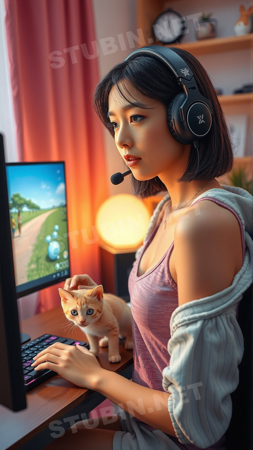게이머와 반려묘 배경화면 - 이미지 6