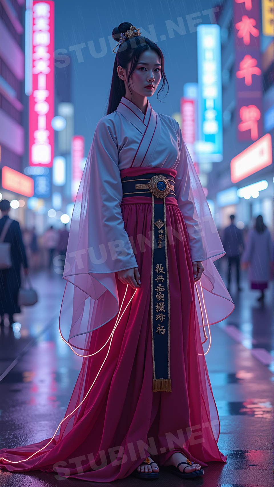 사이버펑크 네온 시티 무녀 – 미래 도시 영적 수호자 - 이미지 7