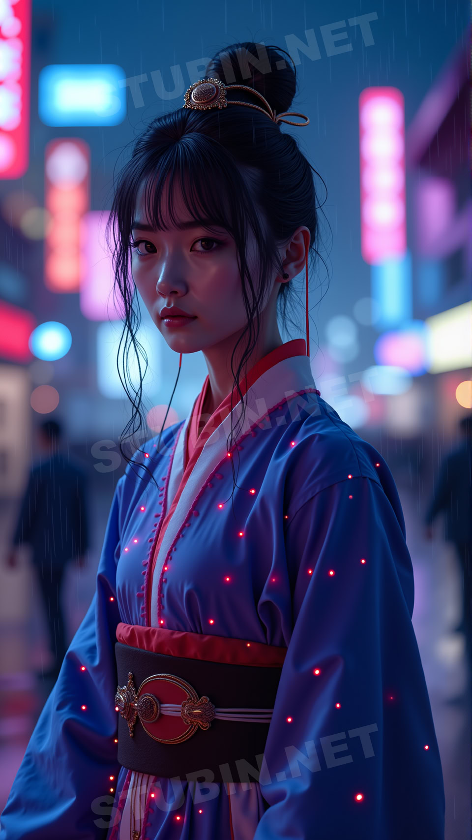 사이버펑크 네온 시티 무녀 – 미래 도시 영적 수호자 - 이미지 8