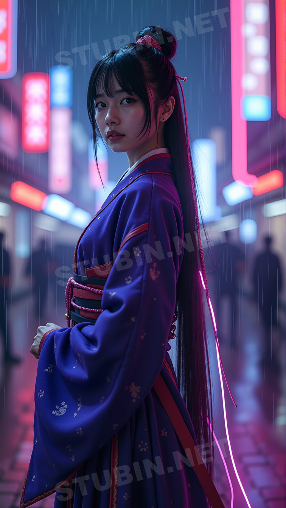 사이버펑크 네온 시티 무녀 – 미래 도시 영적 수호자 - 이미지 11