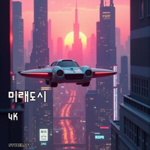 황혼의 미래 도시 SF 배경화면