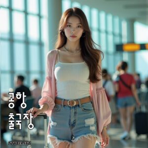 공항 출국장의 설렘 – 새로운 여정을 담은 실사풍