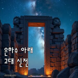 은하수 아래 고대 신전 - 우주와 신화의 판타지 디지털 아트