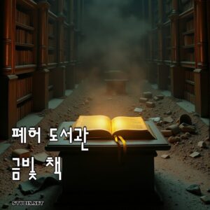 폐허 도서관의 금빛 책 - 판타지 미스터리 실사풍 디지털 아트