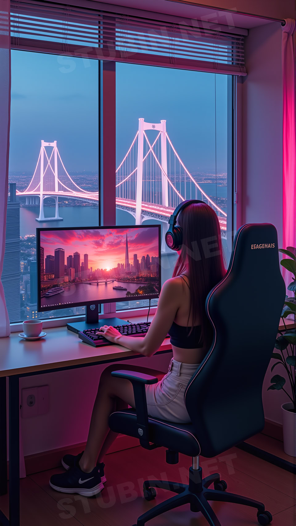 다리 옆 아파트 게이머 도시 야경과 몰입의 라이프스타일 - 이미지 6