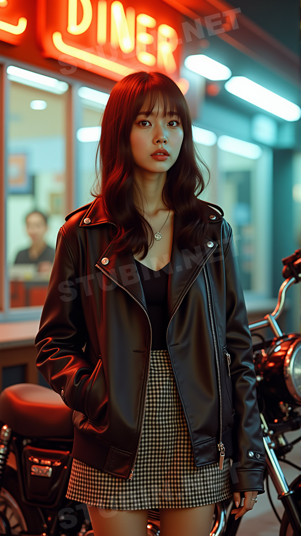 시네마틱 레더 룩 - 노을빛 거리의 감성 포트레이트 - 이미지 6