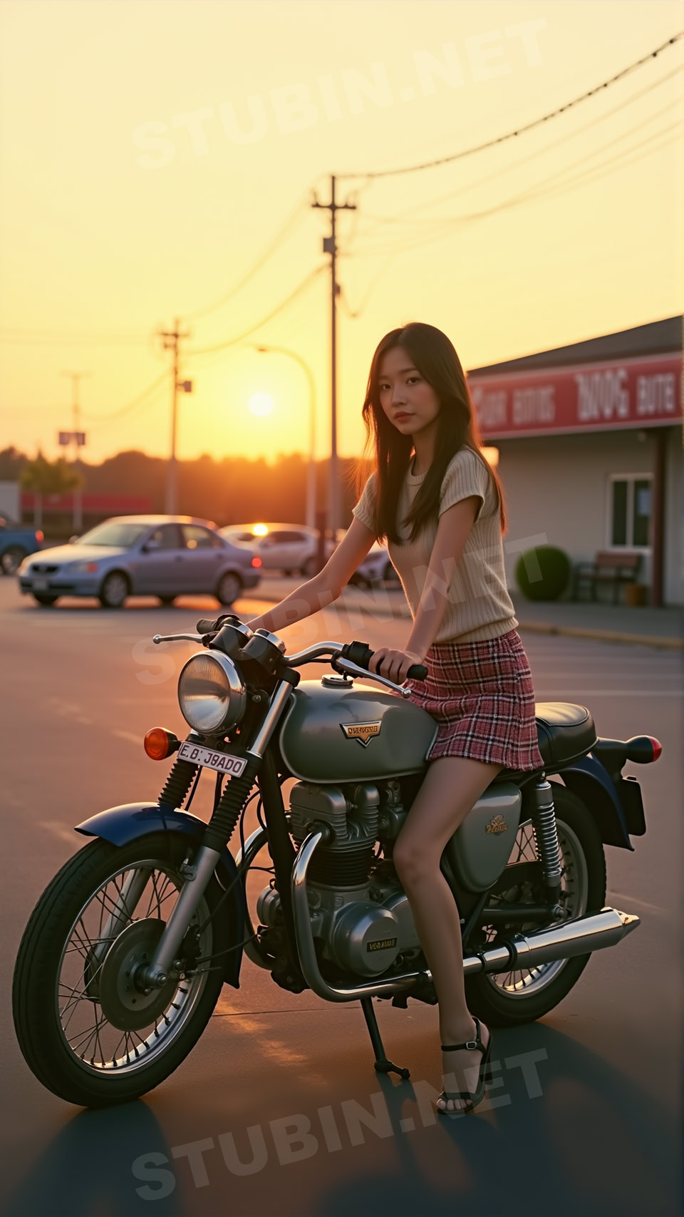 시네마틱 레더 룩 - 노을빛 거리의 감성 포트레이트 - 이미지 9