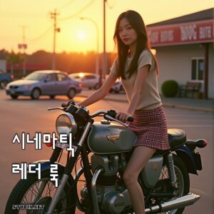 시네마틱 레더 룩 - 노을빛 거리의 감성 포트레이트