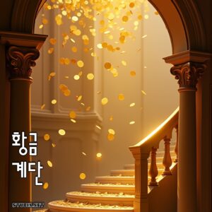 황금계단 부와 행운이 깃든 골든 럭셔리 아트