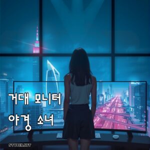 모니터 속 야경을 구경하는 소녀 - 빛으로 이어진 미래의 밤