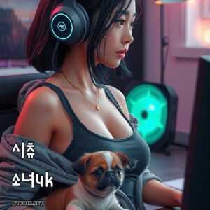 반려견 게이머와 시츄 - 게임에 집중하는 여성과 귀여운 반려동물의 따뜻한 일상