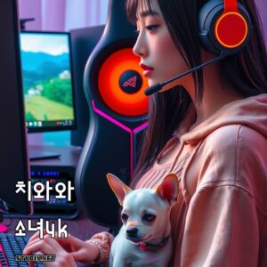 게이머와 치와와 - 함께하는 플레이의 즐거움을 담은 감성 일러스트