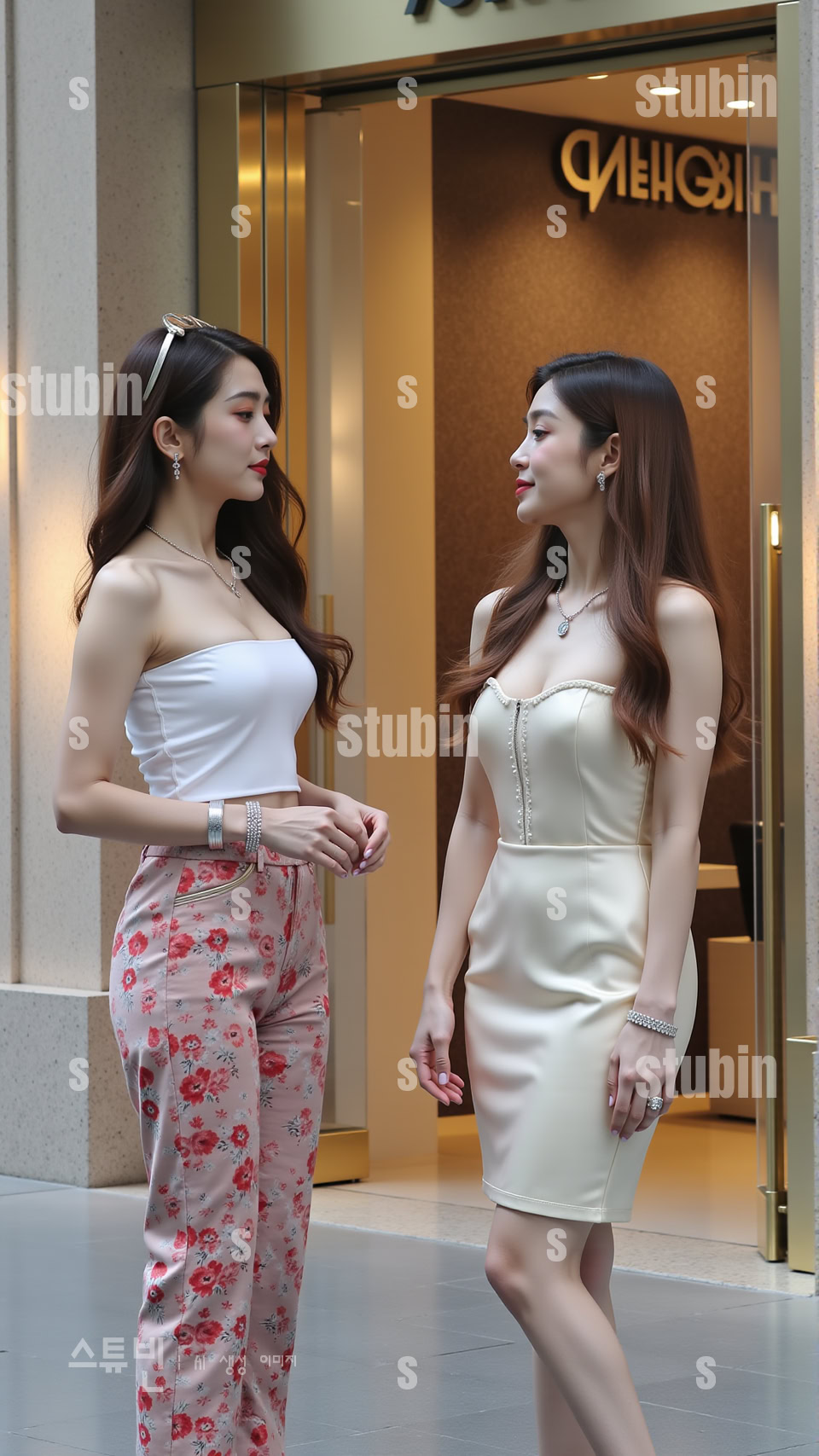 백화점 앞 두 소녀 설렘으로 채운 도심의 쇼핑 데이 4 백화점 앞 두 소녀 4번 이미지