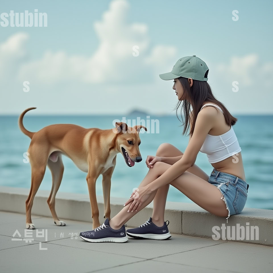 해안 길 산책 그레이하운드 바다 바라보는 여유로운 순간 3 해안 길 산책 그레이하운드 반려견 3번 이미지