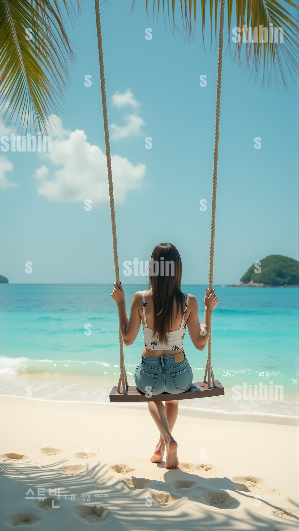 해변 그네 에메랄드 바다를 마주한 여름의 휴식 2 해변 그네 에메랄드 바다를 마주한 여름 2번 이미지