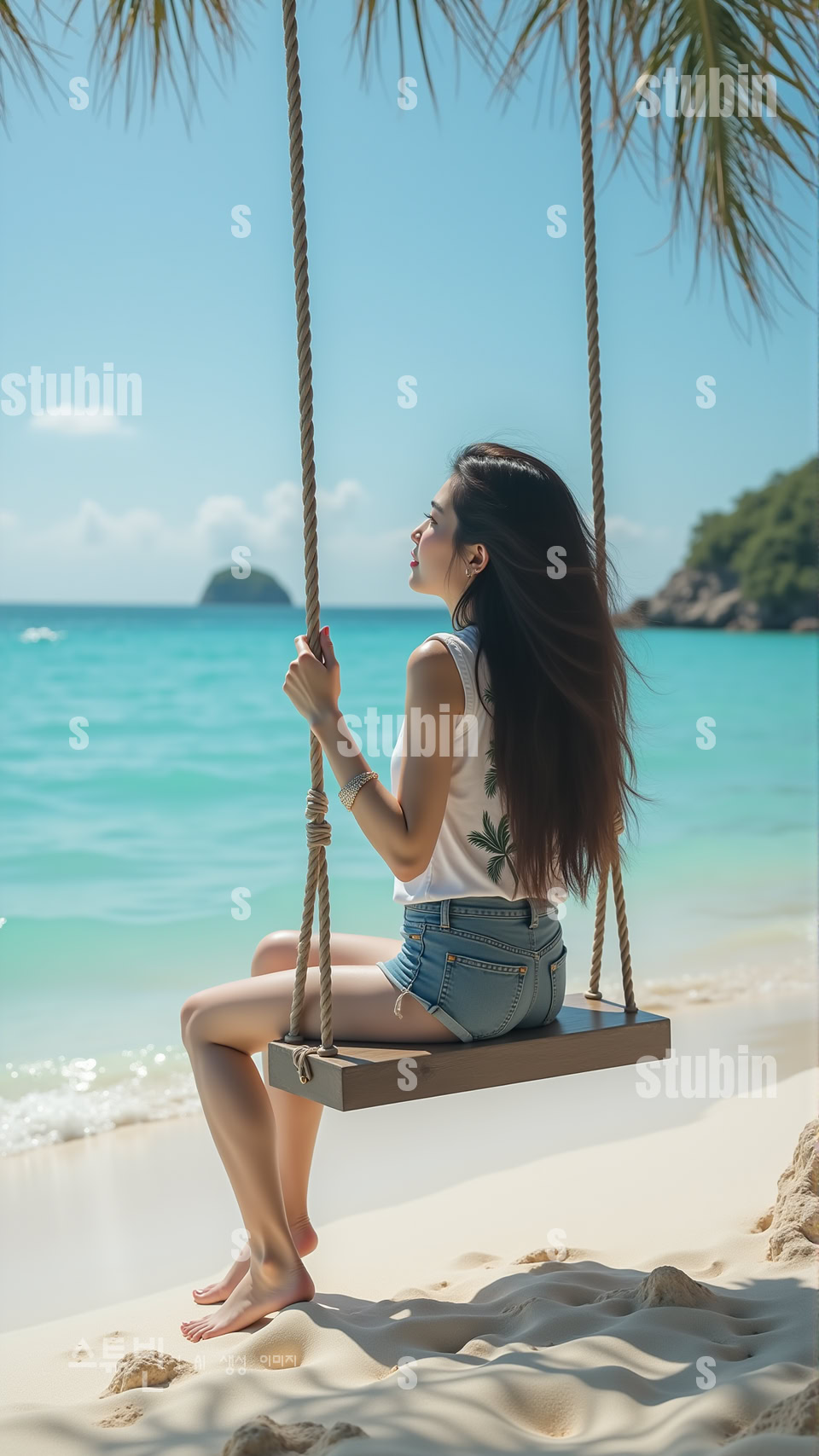 해변 그네 에메랄드 바다를 마주한 여름의 휴식 3 해변 그네 에메랄드 바다를 마주한 여름 3번 이미지