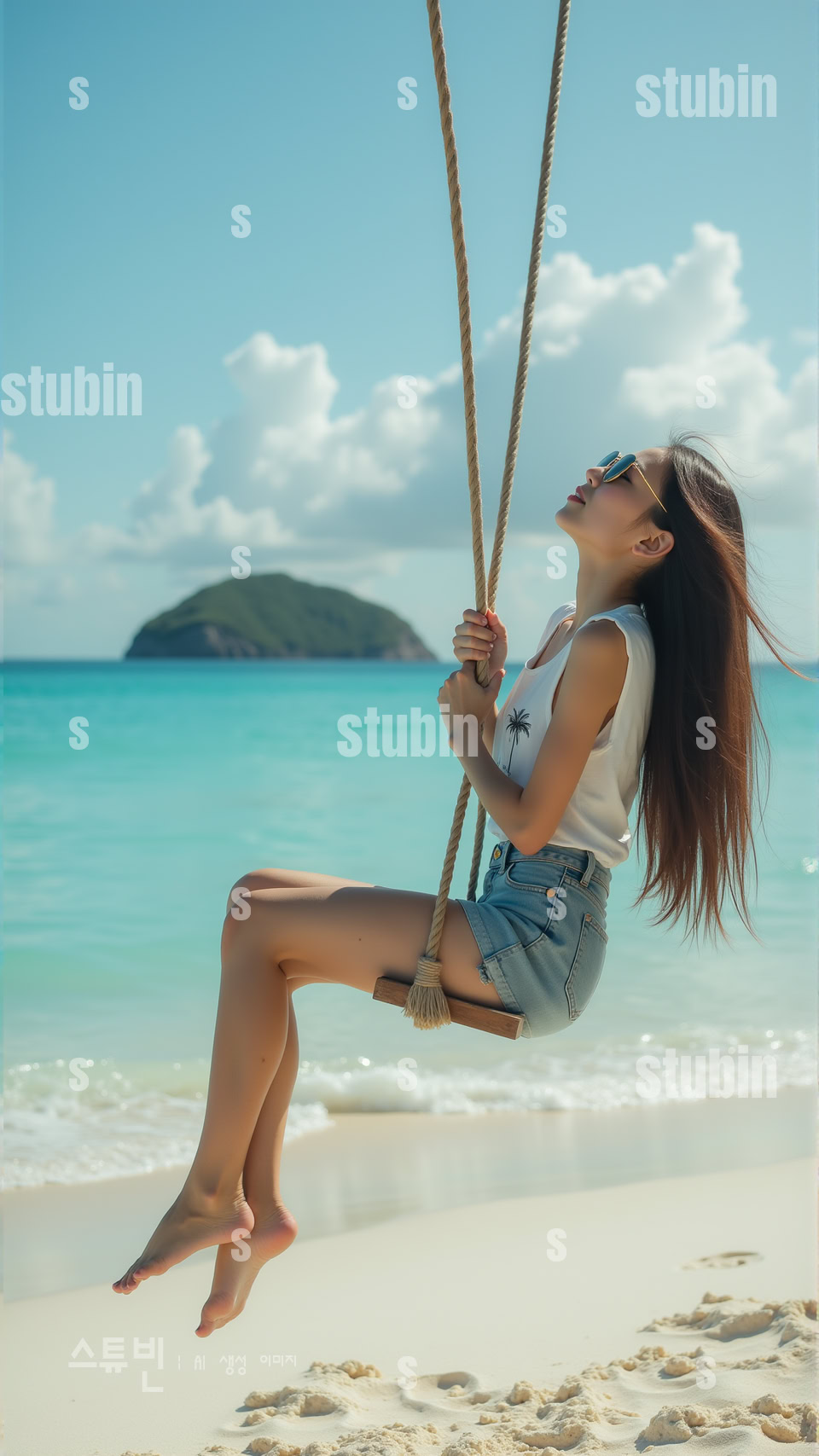 해변 그네 에메랄드 바다를 마주한 여름의 휴식 4 해변 그네 에메랄드 바다를 마주한 여름 4번 이미지