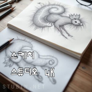 스케치 스튜디오 - 드로잉 도구와 창작 공간의 감성을 담은 디지털 아트
