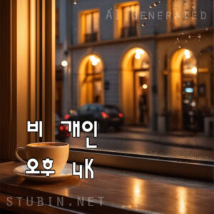After Rain - 비 개인 오후 카페 창가의 빗방울 감성 실사 디지털 아트