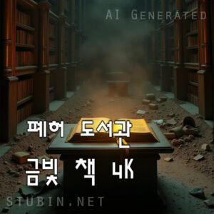 폐허 도서관의 금빛 책 - 판타지 미스터리 실사풍 디지털 아트
