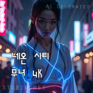 사이버펑크 네온 시티 무녀 – 미래 도시 영적 수호자