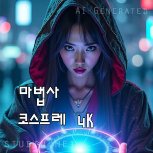 사이버펑크 마법사 코스프레 - 네온과 마법이 만나는 미래 판타지 아트