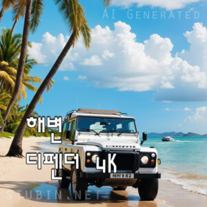 열대 해변의 클래식 디펜더 - 오프로드 아트워크 배경 화면