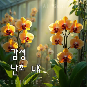 유리 온실 속 빛나는 난초 - 햇살을 머금은 우아한 감성 플라워 아트