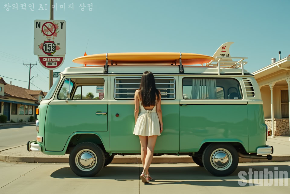 초록빛 캠퍼밴과 여름날의 자유 여행