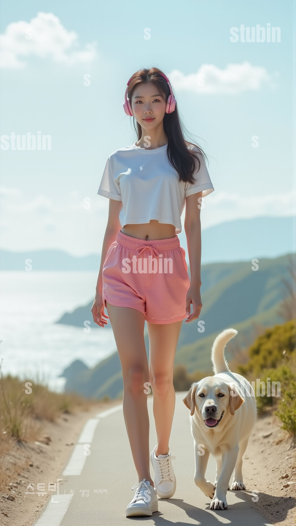 해안 길 소녀와 래브라도 리트리버 따뜻한 동행 1 래브라도 리트리버 1번 이미지