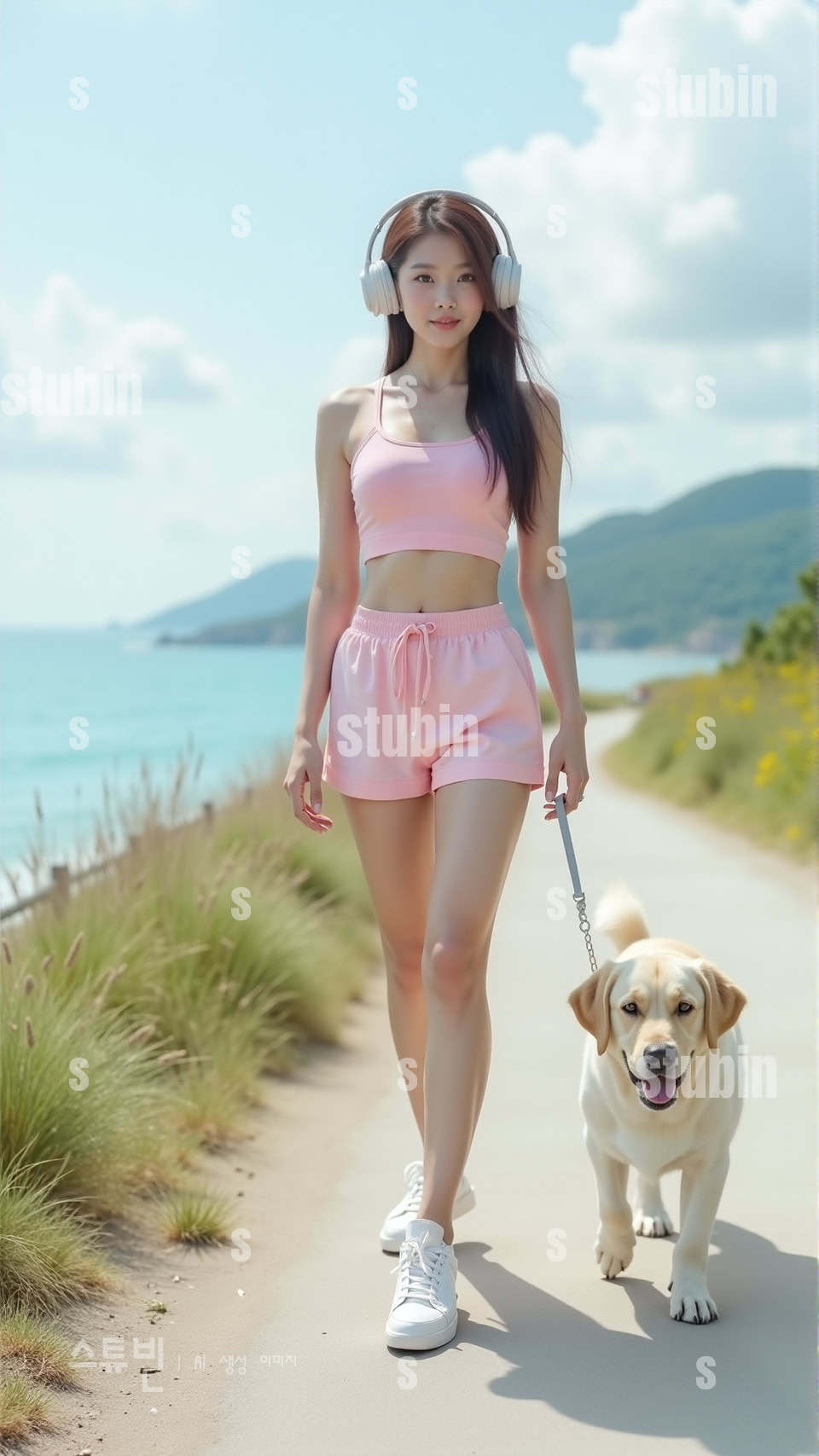 해안 길 소녀와 래브라도 리트리버 따뜻한 동행 2 래브라도 리트리버 2번 이미지