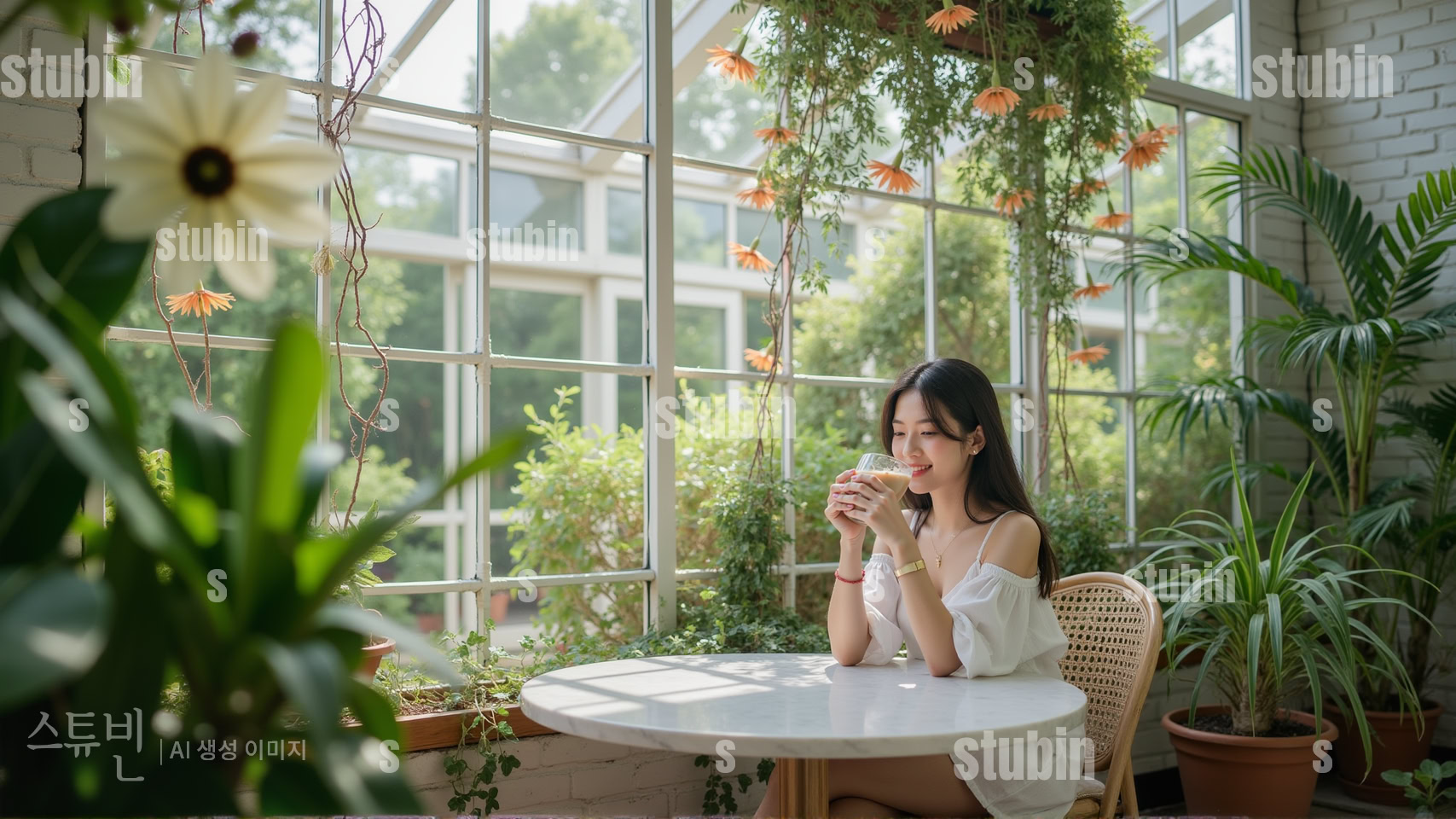 통유리 온실 카페의 플랜테리어-햇살과 초록이 어우러진 실사풍 4 통유리 온실 카페의 플랜테리어 실사풍 4번 이미지