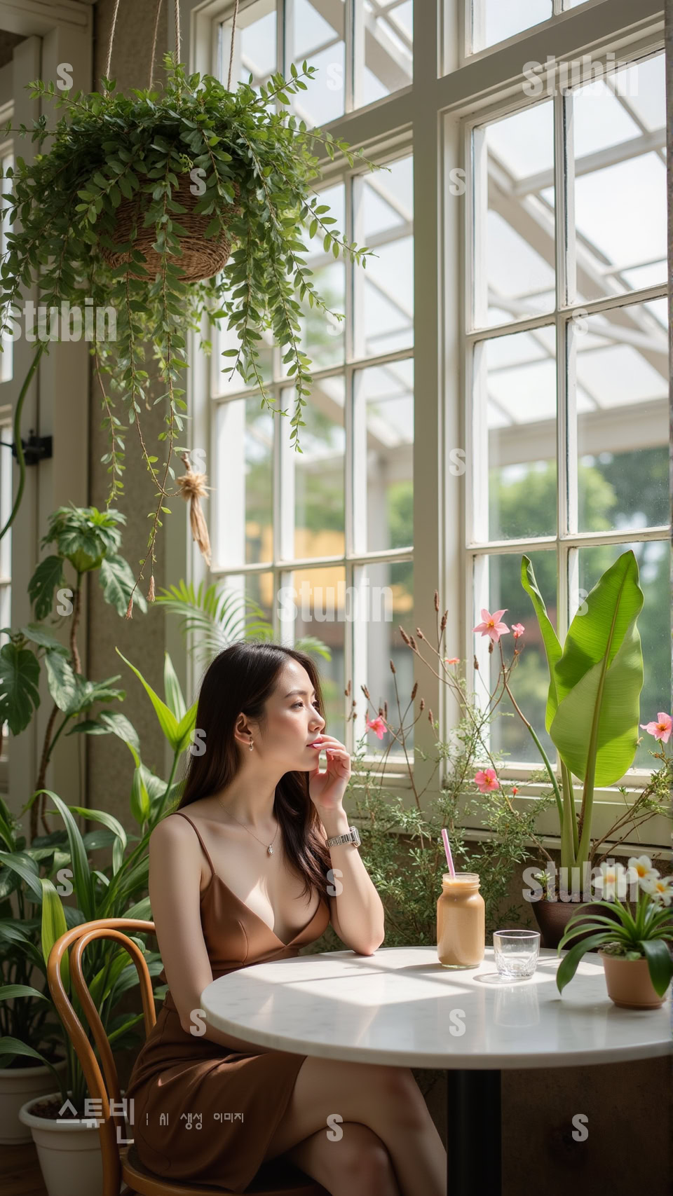 통유리 온실 카페의 플랜테리어-햇살과 초록이 어우러진 실사풍 2 통유리 온실 카페의 플랜테리어 실사풍 2번 이미지