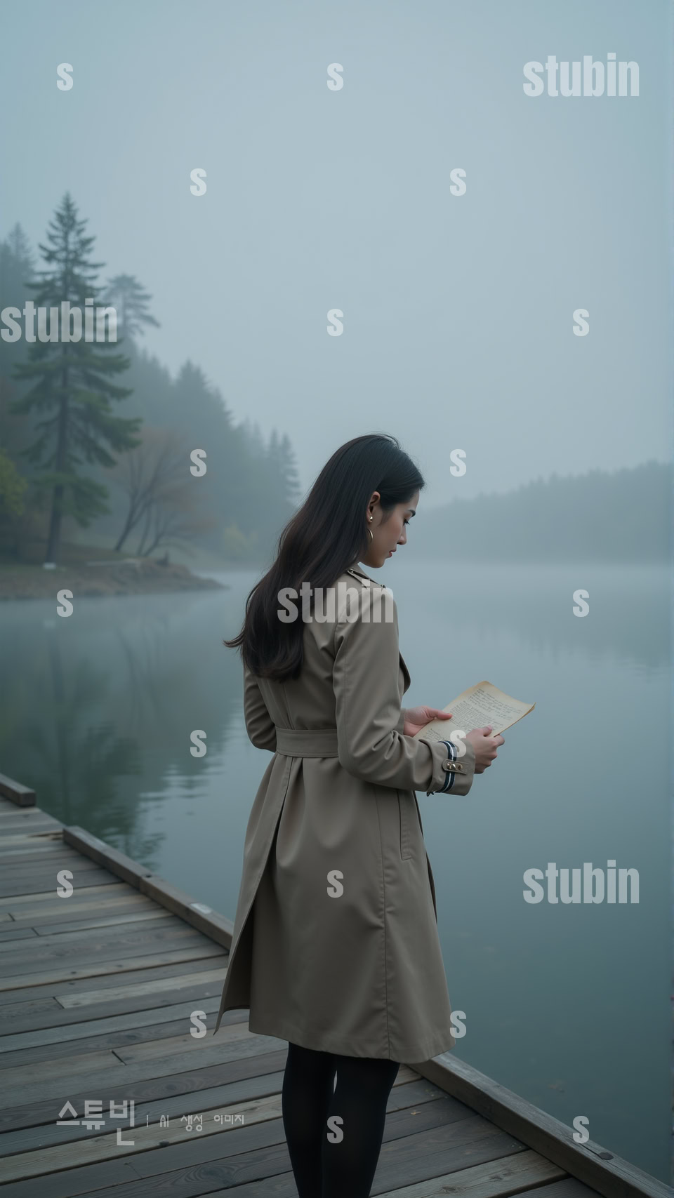 안개 낀 선착장 편지를 들고 기다리는 여인-서정적인 미스터리 실사풍 4 안개 낀 선착장 편지를 들고 기다리는 여인 4번 이미지
