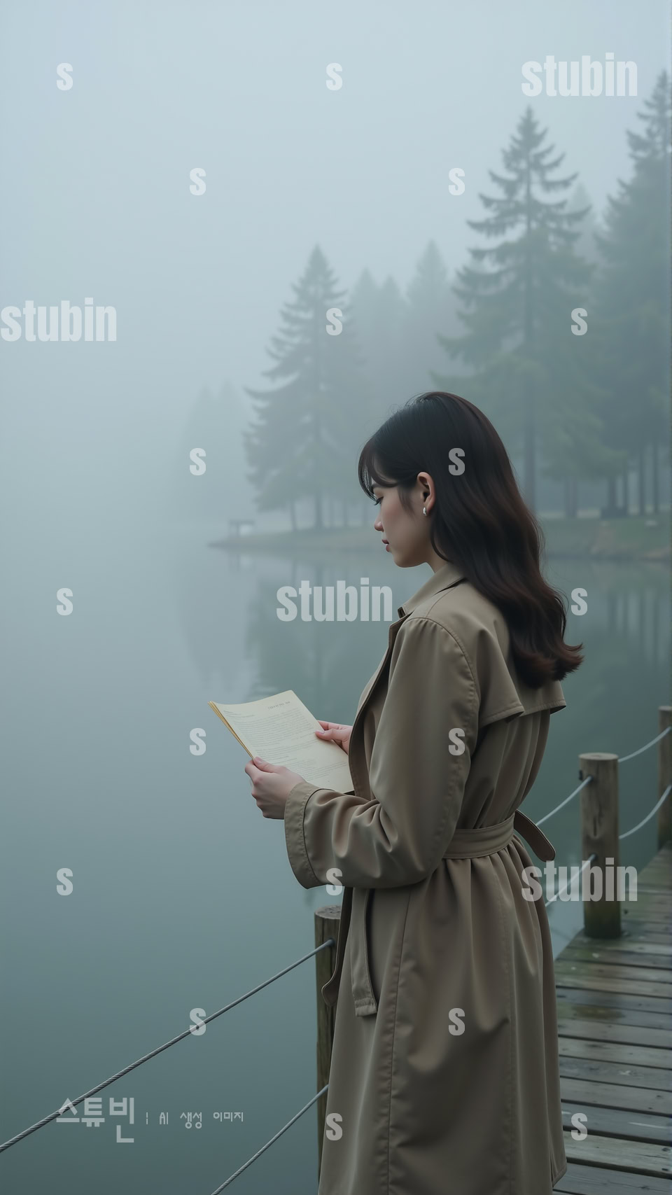 안개 낀 선착장 편지를 들고 기다리는 여인-서정적인 미스터리 실사풍 5 안개 낀 선착장 편지를 들고 기다리는 여인 5번 이미지
